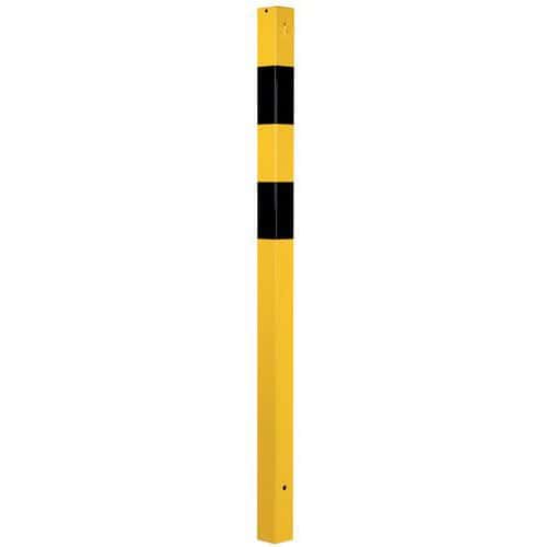 Čtvercový zahrazovací sloupek Crash Stop, výška 1,4 m, s očky, černo/žlutý