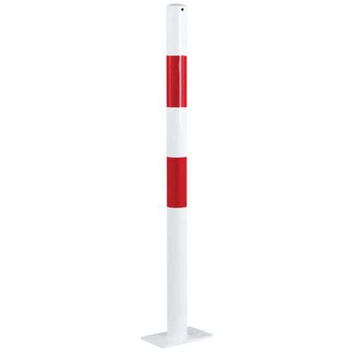 Kovový zahrazovací sloupek Crash Stop, bez oček, výška 1 m, červeno/bílý