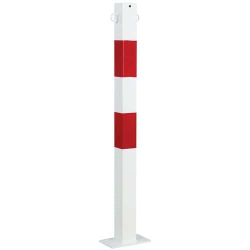 Kovový zahrazovací sloupek Crash Stop, červená/bílá, výška 100 cm, s očky