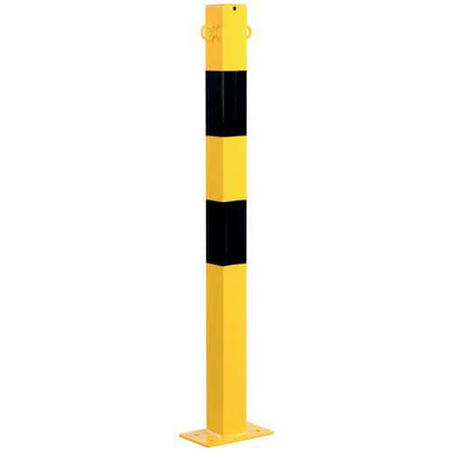 Kovový zahrazovací sloupek Crash Stop, černá/žlutá, výška 100 cm, s očky