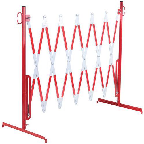 Kovová mobilní zábrana Dancop, skládací, červená/bílá, délka 360 cm