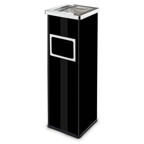 Kovový venkovní odpadkový koš Mirage s popelníkem, objem 22 l, černý