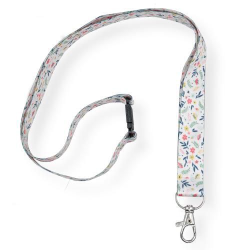 Šňůrka na krk s karabinou Avery Motif, 10 ks, květiny