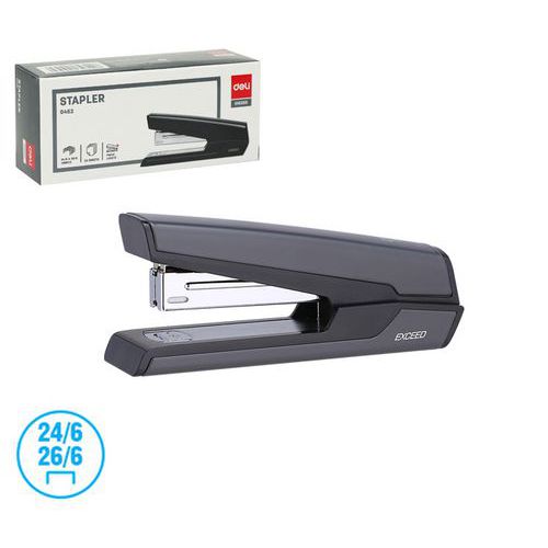 Sešívačka celokovová DELI 25 listů, černá