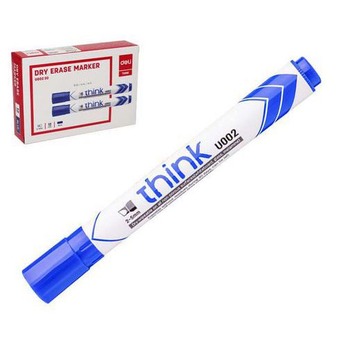 Popisovač DELI zkosený stíratelný, modrý, 12ks