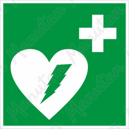 Defibrilátor, plast 200 x 200 x 1,1 mm, fotoluminiscenční