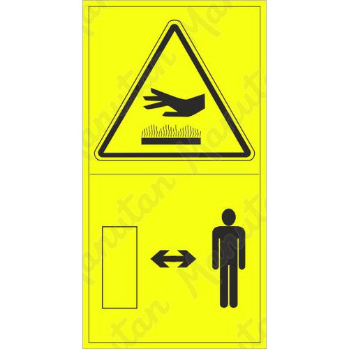 Výstraha horký povrch dodržuj bezpečnou vzdálenost, samolepka 95 x 175 x 0,1 mm