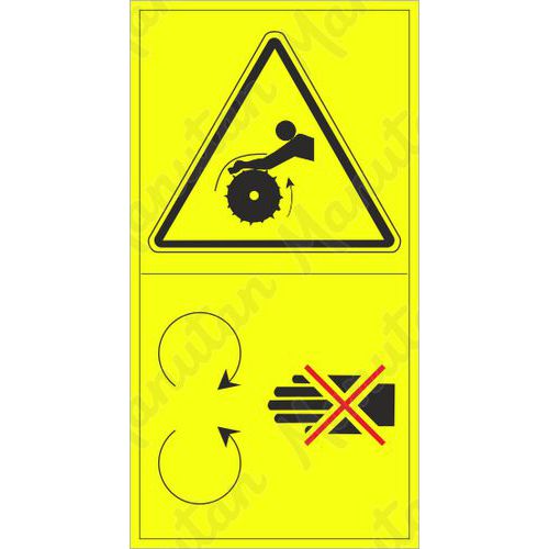 Výstraha nebezpečí vtažení, samolepka 45 x 85 x 0,1 mm, arch 12 ks