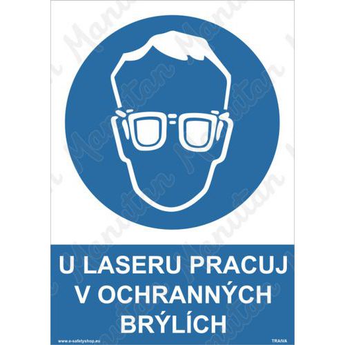 U laseru pracuj v ochranných brýlích, plast 210 x 297 x 0,5 mm A4