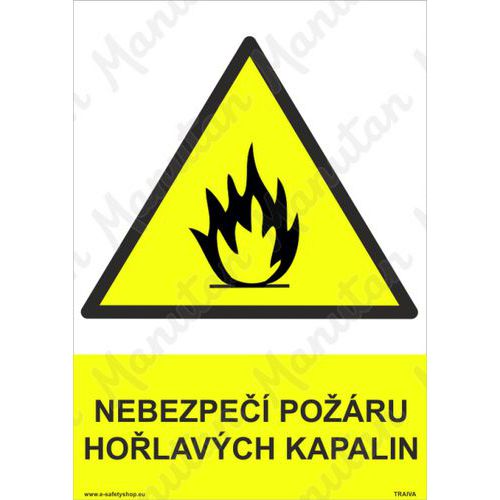 Nebezpečí požáru hořlavých kapalin, plast 210 x 297 x 0,5 mm A4