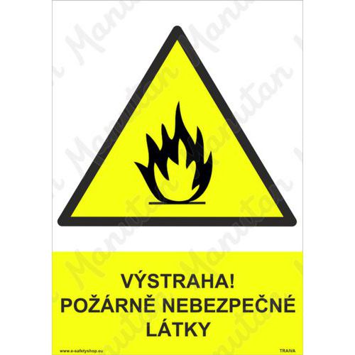 Výstraha požárně nebezpečné látky, plast 210 x 297 x 0,5 mm A4