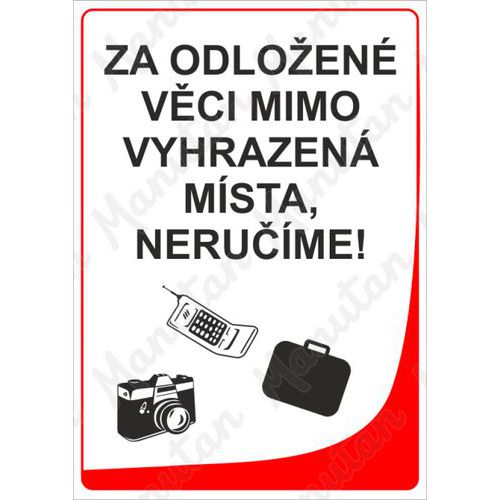 Za odložené věci neručíme, plast 210 x 297 x 0,5 mm A4