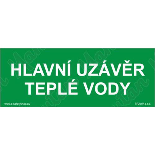 Hlavní uzávěr teplé vody, plast 210 x 80 x 0,5 mm