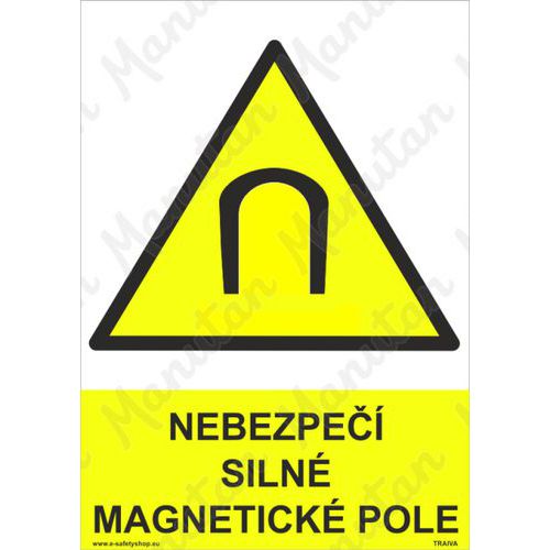 Nebezpečí silné magnetické pole, plast 210 x 297 x 0,5 mm A4