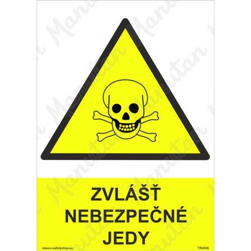 Zvlášť nebezpečné jedy, samolepka 210 x 297 x 0,1 mm A4