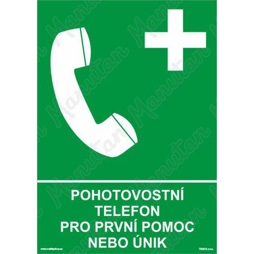 Pohotovostní telefon pro první pomoc nebo únik, plast 210 x 297 x 0,5 mm A4