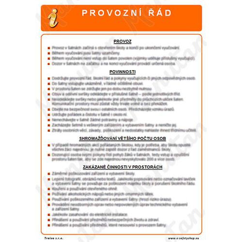 Provozní řád pro venkovní hrací plochy zahrady, samolepka 210 x 297 x 0,1 mm A4