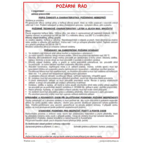 Požární řád stolárna, plast 210 x 297 x 0,5 mm A4