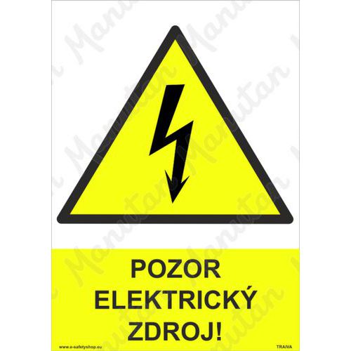 Pozor elektrický zdroj, samolepka 210 x 297 x 0,1 mm A4