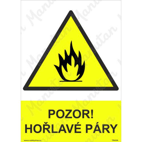 Pozor hořlavé páry, plast 210 x 297 x 0,5 mm A4
