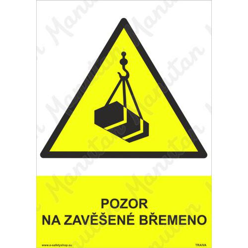 Pozor na zavěšené břemeno, plast 148 x 210 x 0,5 mm A5