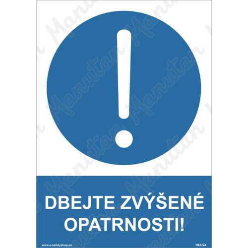 Dbejte zvýšené opatrnosti, plast 148 x 210 x 2 mm A5