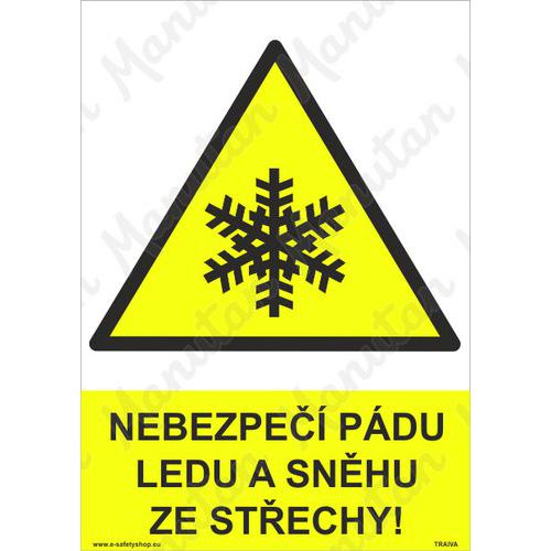 Nebezpečí pádu ledu a sněhu ze střechy, plast 210 x 297 x 0,5 mm A4