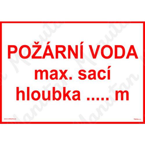 Požární voda max. sací hloubka m, plast 105 x 74 x 0,5 mm