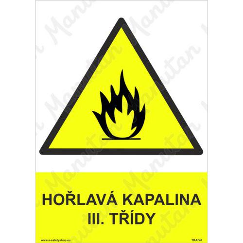 Hořlavá kapalina III. třídy, plast 210 x 297 x 2 mm A4