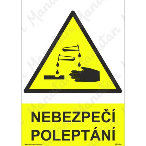 Nebezpečí poleptání, plast 210 x 297 x 2 mm A4