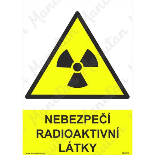 Nebezpečí radioaktivní látky, plast 148 x 210 x 0,5 mm A5