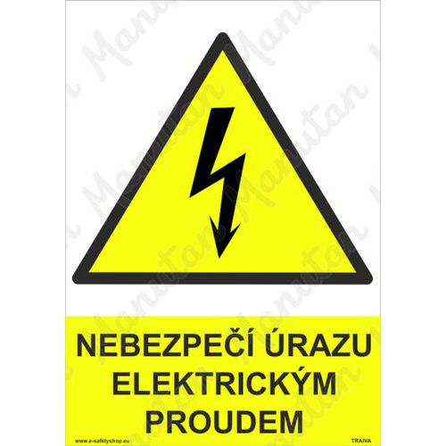 Nebezpečí úrazu elektrickým proudem, plast 148 x 210 x 0,5 mm A5