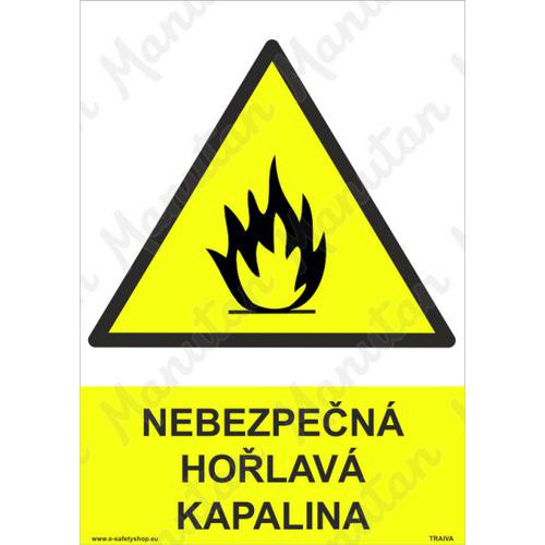 Nebezpečná hořlavá kapalina, plast 210 x 297 x 0,5 mm A4