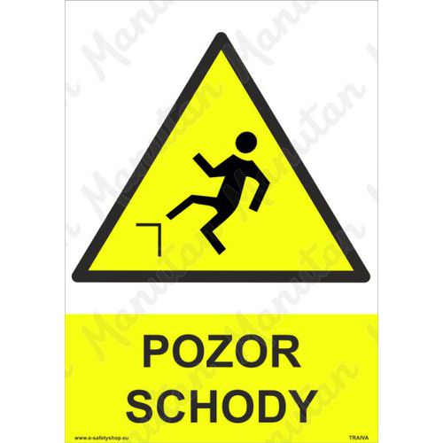 Pozor schody, plast 210 x 297 x 0,5 mm A4