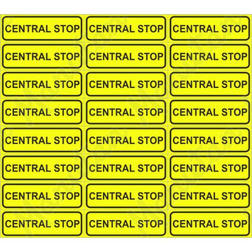 Central stop - Stop tlačítko, samolepka 75 x 25 x 0,1 mm, arch 24 ks