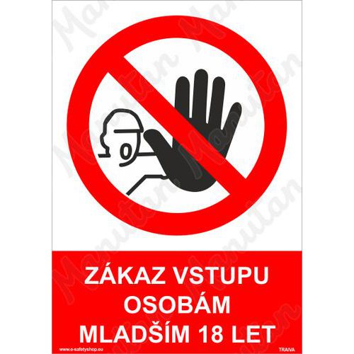 Zákaz vstupu osobám mladším 18 let, samolepka 148 x 210 x 0,1 mm A5