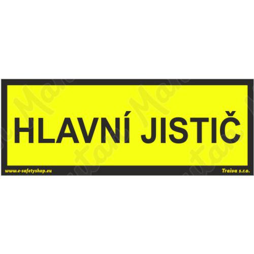 Hlavní jistič, samolepka 100 x 30 x 0,1 mm, arch 18 ks
