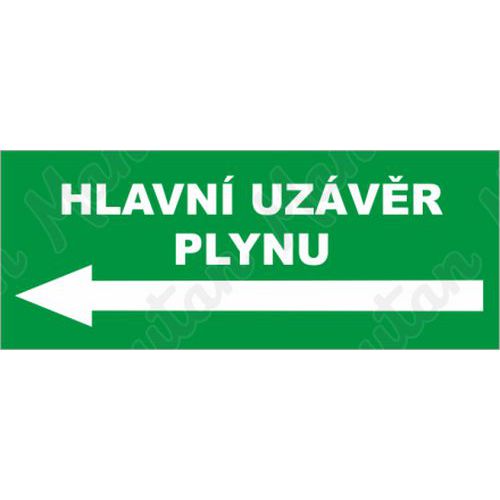Hlavní uzávěr plynu vlevo, plast 210 x 80 x 0,5 mm