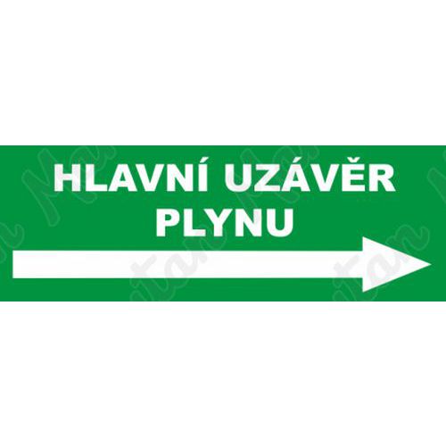 Hlavní uzávěr plynu vpravo, samolepka 210 x 80 x 0,1 mm