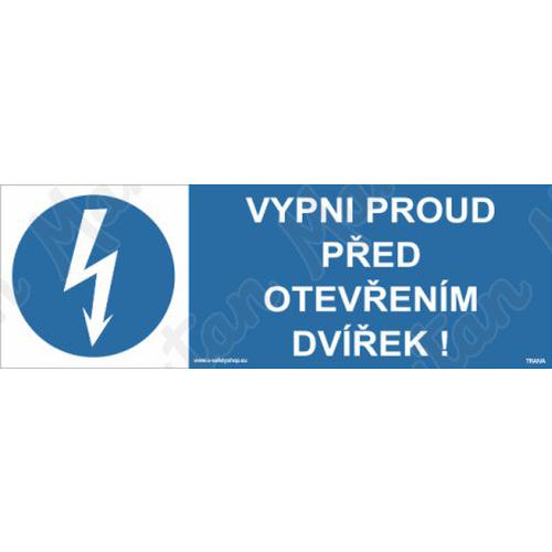 Vypni proud před otevřením dvířek, samolepka 210 x 80 x 0,1 mm