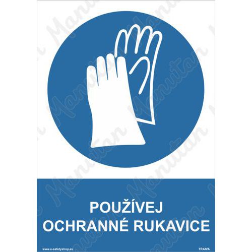 Používej ochranné rukavice, plast 148 x 210 x 0,5 mm A5