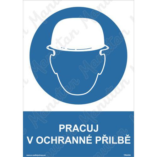 Pracuj v ochranné přilbě, samolepka 148 x 210 x 0,1 mm A5