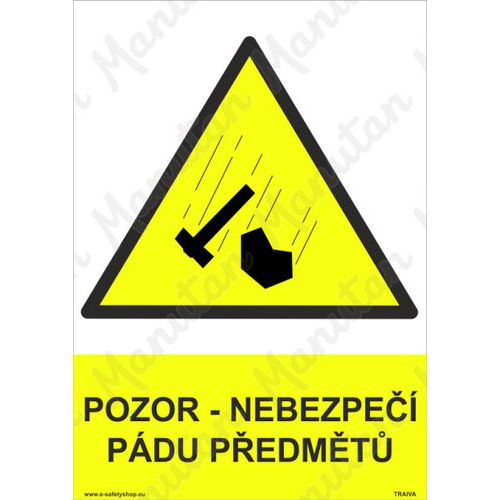 Pozor nebezpečí pádu předmětů, plast 297 x 420 x 0,5 mm A3