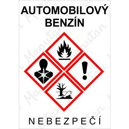 Automobilový benzín, samolepka 74 x 105 x 0,1 mm