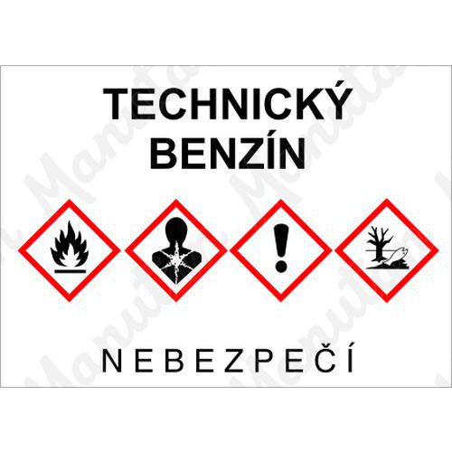 Technický benzín, samolepka 105 x 74 x 0,1 mm