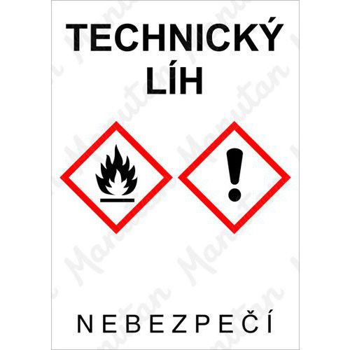 Technický líh, samolepka 52 x 74 x 0,1 mm