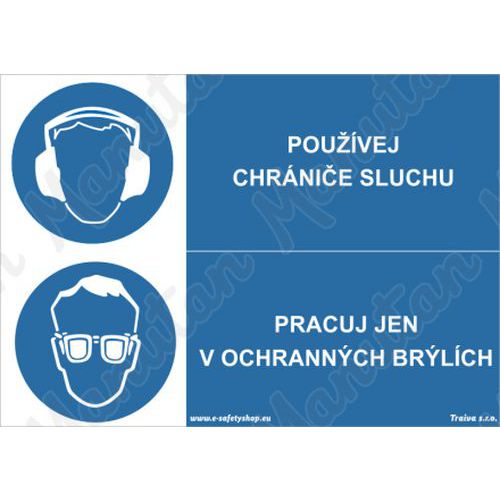 Používej chrániče sluchu, plast 210 x 148 x 2 mm A5