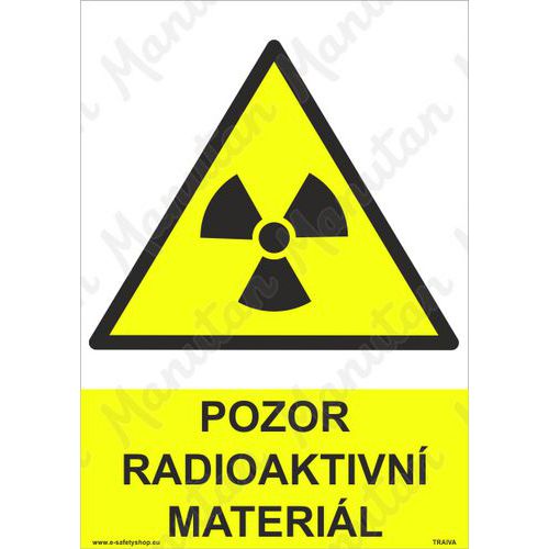 Pozor radioaktivní materiál, plast 148 x 210 x 0,5 mm A5
