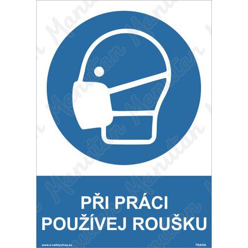 Při práci používej roušku, plast 210 x 297 x 0,5 mm A4