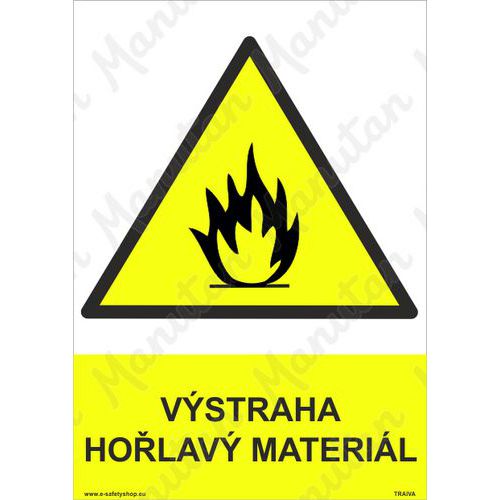 Pozor hořlavý materiál, plast 210 x 297 x 2 mm A4